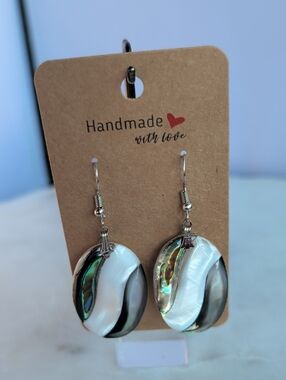 Abalone Shell Sterling Silver Drop Earrings Women